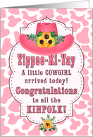 New Baby COWGIRL Western Themed Pink Congratulations card