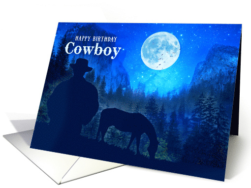 Cowboy Birthday Western Themed Moonlit Mountains card (796568)