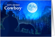 Cowboy Birthday Western Themed Moonlit Mountains card