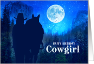 Cowgirl Birthday Moonlit Mountains Twilight Ride card