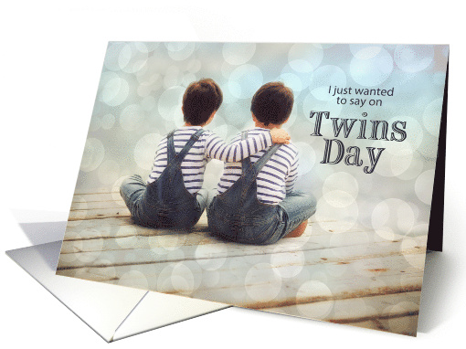 for Twin Sons on Twins Day Young Boys on a Dock Nautical card (821463)