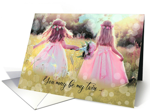 Twin Sister's Birthday Little Girls in a Meadow card (823069)