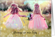 Encouragment for Twin Sister Two Girls in a Meadow card