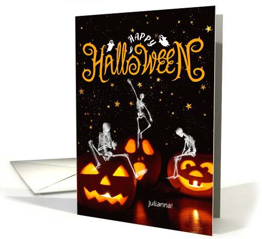 for Friend Halloween Jack o' lanterns and Skeletons Cusotm Text card
