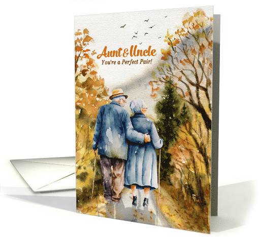 Aunt and Uncle Wedding Anniversary Autumn Forest Watercolor card