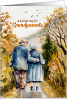 Grandparents Day Senior Couple Woodland Path in Autumn card
