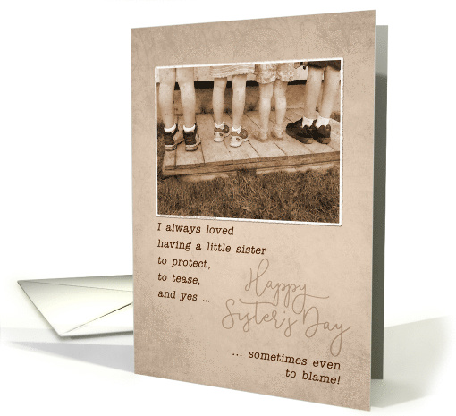 for Little Sister on Sister's Day Vintage Sepia Children card (828354)