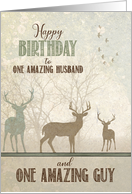 for Husband Birthday Deer in the Woodland Forest card