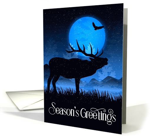 Season's Greetings Peace Woodland Moose Starry Night card (831447)