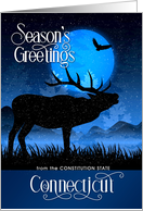Connecticut The Constitution State Woodland Moose Starry Night card