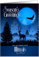 Illinois The Prairie State Woodland Deer Starry Night card