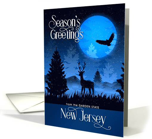 New Jersey The Garden State Woodland Deer Blue Starry Night card