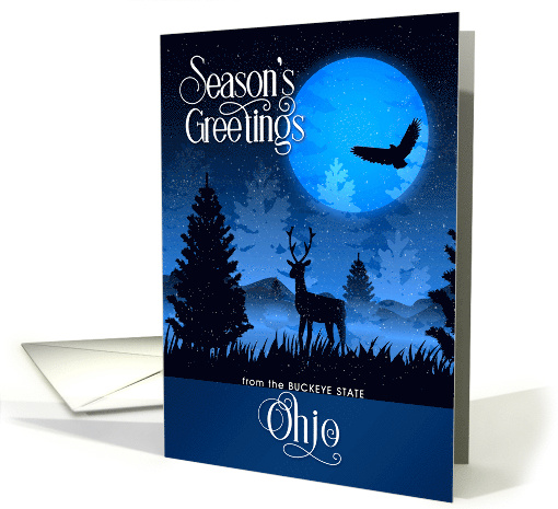 Ohio The Buckeye State Season's Greetings Deer Starry Night card