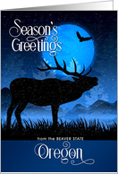 Oregon The Beaver State Season’s Greetings Moose Starry Night card