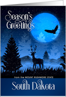 South Dakota Season’s Greetings Woodland Deer Starry Night card