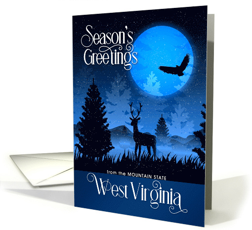 West Virginia Season's Greetings Woodland Deer Starry Night card