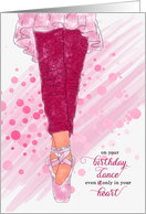 Ballet Dancer’s Birthday Illustrated Ballerina in Pink card