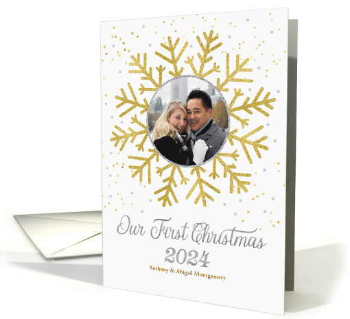 1st Christmas Together 2023 Silver Gold Snowflake with Photo card