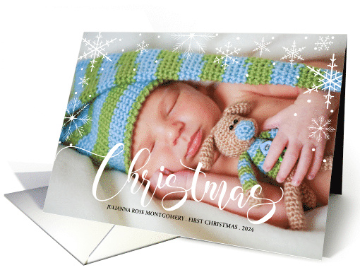 First Christmas Snowflakes with Photo and Custom Text card (849590)
