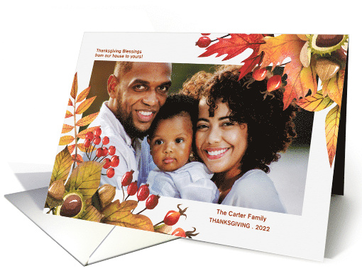 from Our House to Yours Autumn Thanksgiving Custom Photo card (852216)