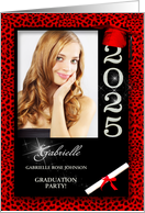 Red Cheetah Print Class of 2023 Graduation Party Photo Invitation card