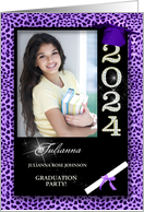 Purple Cheetah Print Class of 2023 Graduation Party Custom Photo card