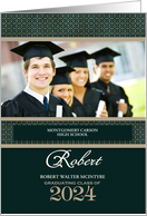 Class of 2024 Graduation Invitation Green and Taupe Custom Photo card