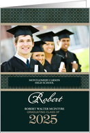 Class of 2025 Graduation Invitation Green and Taupe Custom Photo card