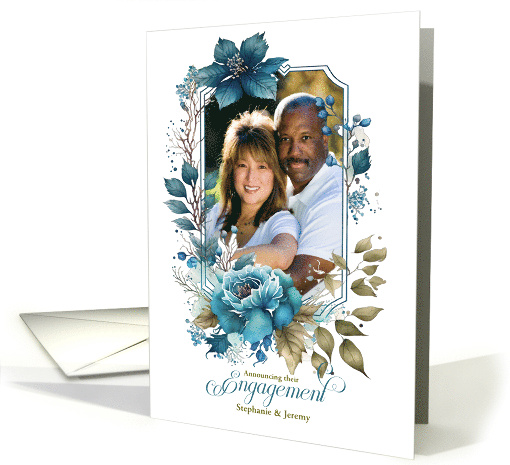 Engagement Announcement with Photo in Slate Blue card (854977)