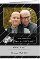 Gay and Lesbian Wedding Invitation Black White Pinstripes Photo card