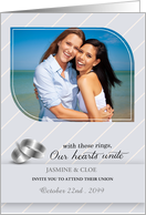 Gay and Lesbian Wedding Invitiation Silver Stripes with Photo card