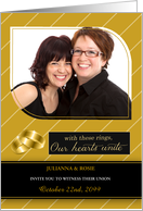 Commitment Ceremony Gold Pinstripes with Custom Photo card