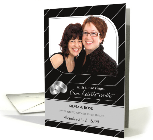 Commitment Ceremony Black Pinstriped with Photo card (855472)