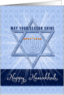 Hanukkah Star of David with Menorah in Blue Hues card
