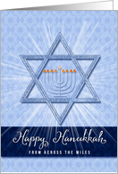 from Across the Miles on Hanukkah Star of David and Menoral in Blue card