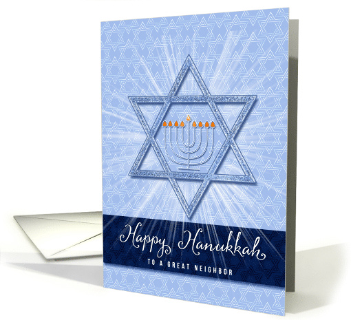 for Neighbor on Hanukkah Blue Star of David and Menorah card (856374)