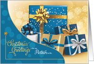 for Life Partner Blue and Gold Christmas Gifts card