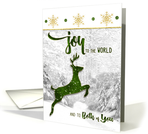 for Both of You Christmas Joy to the World Green Reindeer card