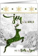 for Both of You Christmas Joy to the World Green Reindeer card