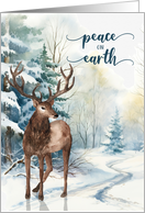 Peace on Earth Christmas Holiday Reindeer Winter Forest card