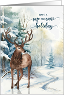 Safe and Sane Sobriety Holiday Reindeer Winter Forest card
