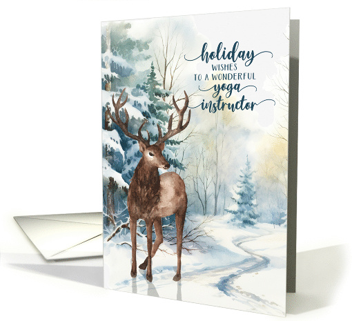 for Yoga Teacher or Instructor Christmas Reindeer Winter Forest card