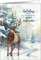 for Yoga Teacher or Instructor Christmas Reindeer Winter Forest card