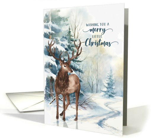 Little Christmas Epiphany Greetings Reindeer Winter Forest card