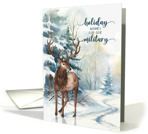 Military Christmas Reindeer Winter Forest card (860007)