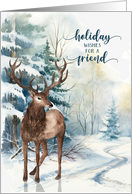 for Friend Christmas Reindeer Winter Forest card