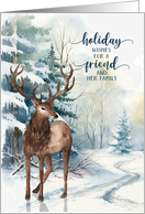 for Friend and Her Family Reindeer Winter Forest card
