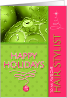 for Hair Stylist Christmas Hot Pink and Peridot Green Girly card