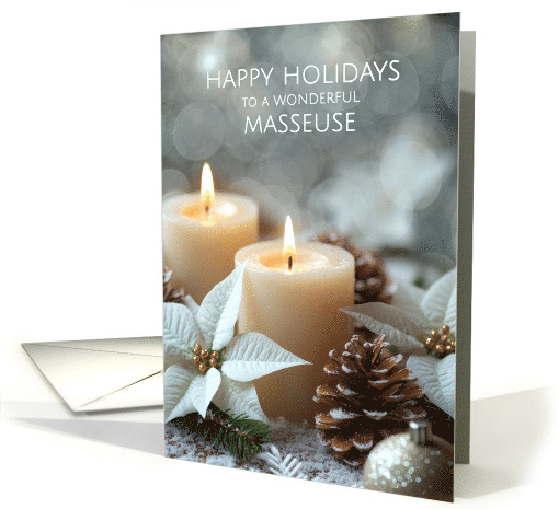 for Masseuse Christmas Candles and White Poinsettias card (861152)