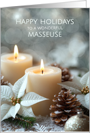 for Masseuse Christmas Candles and White Poinsettias card